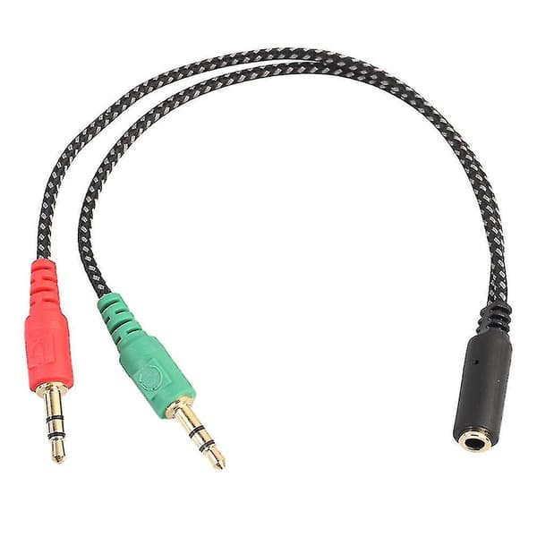 3,5 mm 2 Hannplugg Til 1 Hunnkontakt Lyd Mikrofon Headset Splitter Adapterkabel