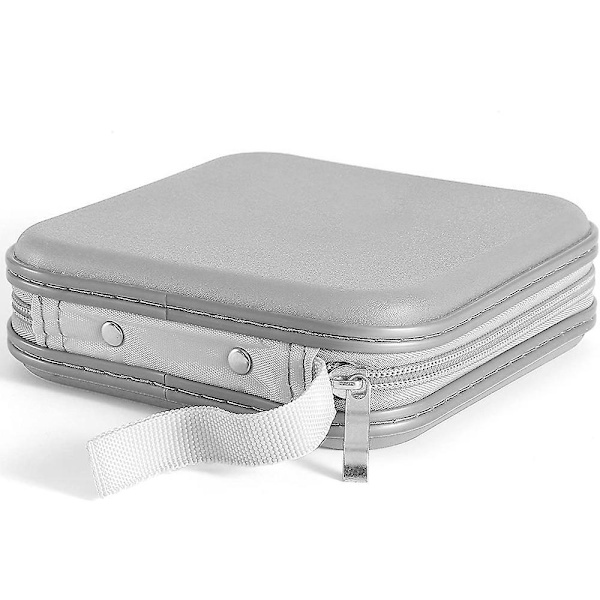 40 Capacity Cd Case, Hard Plastic Dvd Case Portable Zipper Cd Case Silver