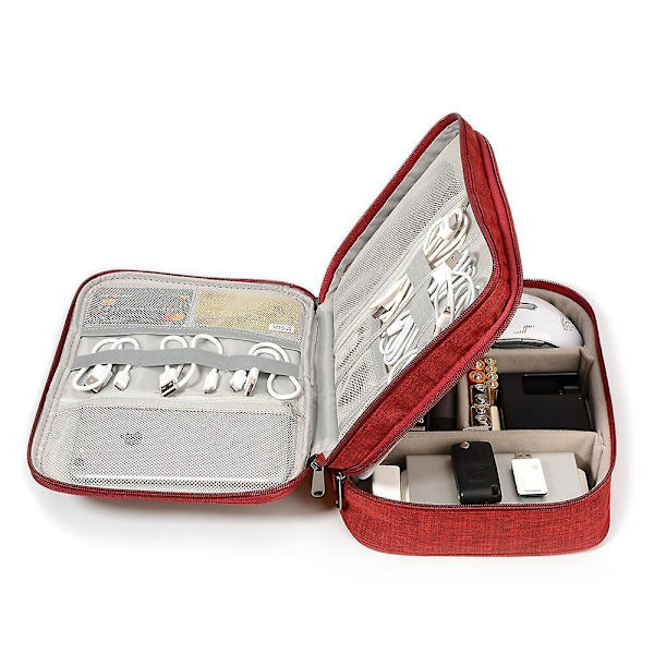 Cable Organizer Bag Travel Electronic Accessories Carrying Case For Digital Camera, Usb, Charger, Power Bank Storage Bag Box red