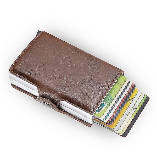 Top Quality Rfid Wallet Men Money Bag Mini Purse Male Aluminium Card W Coffee