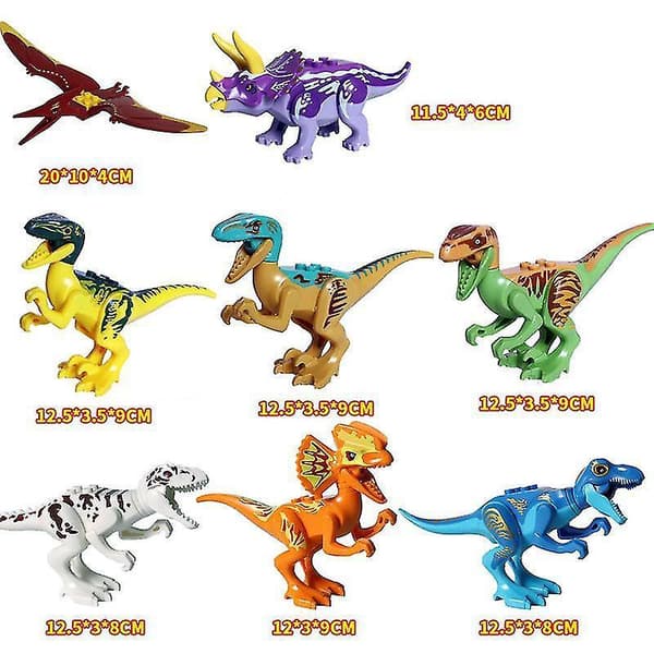 8pcs Building Blocks World Dinosaurs Figures Bricks Assemble Kids Toys