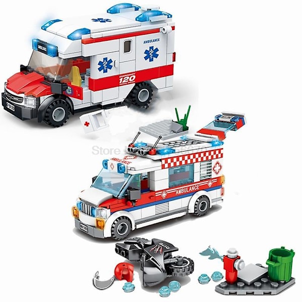 City Medical Ambulance Fire Truck Rubbish Truck Model Assembled Building Blocks Bricks Stem Educational Kids Toys For Children1118 Without Box