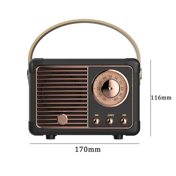 Portable Bluetooth Full Sound Effect Music Player Retro Radio Outdoor Travel Mini Speaker Rechargeable White