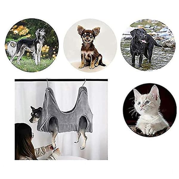 Pet Grooming Hammock Helper Assistant Multifunctional Dry Towel Cat Dog Restraint Bag grey S