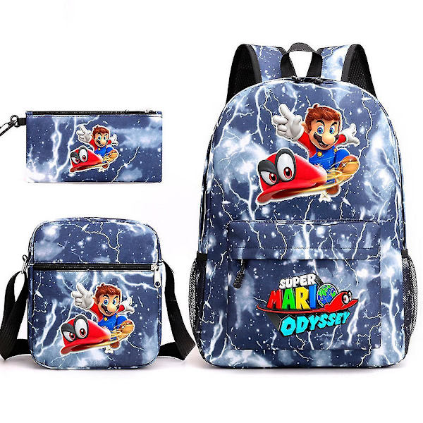 3pcs/set Super Mario Odyssey Anime Satchel Nylon   Backpack School Messenger Bag Pencil Bag