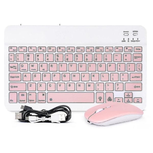 Pieni langaton Bluetooth-yhteensopiva näppäimistö ja hiiri, langaton näppäimistö- ja hiirisetti kotiin, toimistoon Pink-mouse 10 inch
