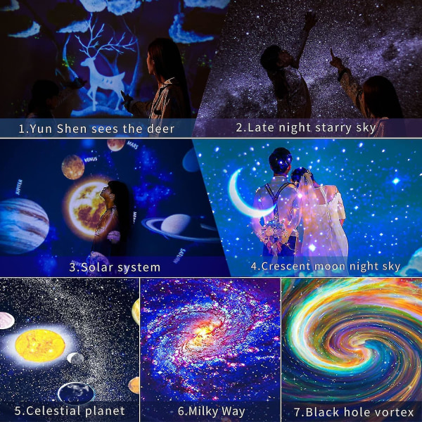 7 I 1 Stjerne Planetarium Projektor 360 Roterende Led Galaxy Natlampe Til Soveværelse Loft Værelse Indretning Børnegaver