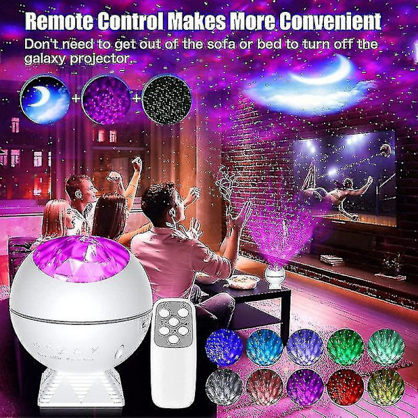 Led Galaxy Star Moon Cloud Projector Night Light Starry Ocean Wave Lamp W Remote