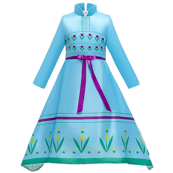 Prinsesse Aisha Kjole Frozen Sløjfe Talje Langærmet Kjole 120CM
