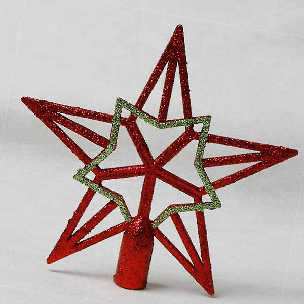Glittered Christmas Tree Topper Hallow Star Topper For Decor2pcs-red