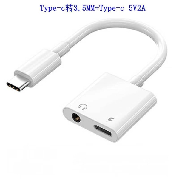 Typec To 3.5mm+typec (5v2a)-suitable For Type C Charging Interface One Point Two 3.5mm Headphone Adapter Converter Pro Mobile Phone Eating Chicken Voi