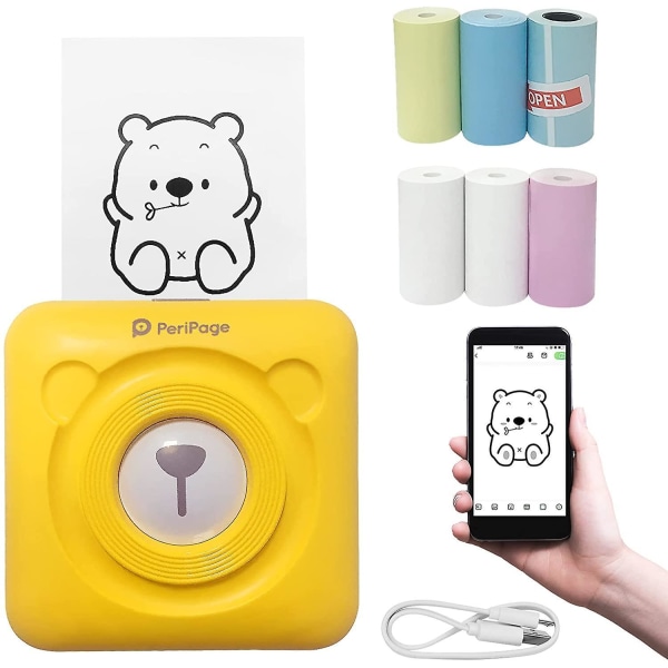 Smart Photo Printer, Mini Thermal Printer, Instant Sticker Printer, Small Smart Phone Printer For Ios And Android Phones, With 6+1 Printing Paper Roll