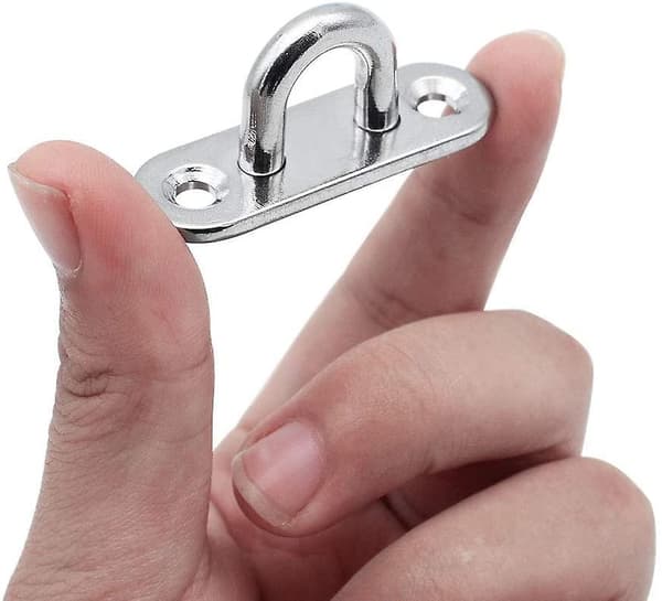 6 Pack Stainless Steel Eye Pad Plate Ring Hook Marine Hardware Staple Hook Loop With 12 Screws - Load Up To 40kg (silver)
