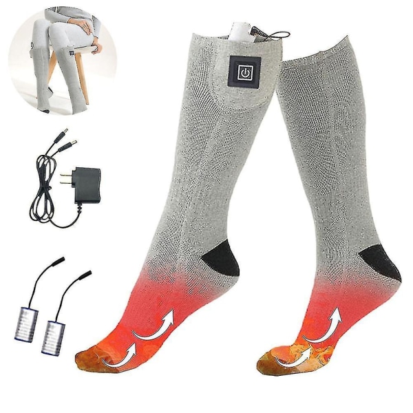 Ctmw 1 Pair Heated Socks With Rechargeable Electric Battery For Men Women Thermal Foot Warmer gray