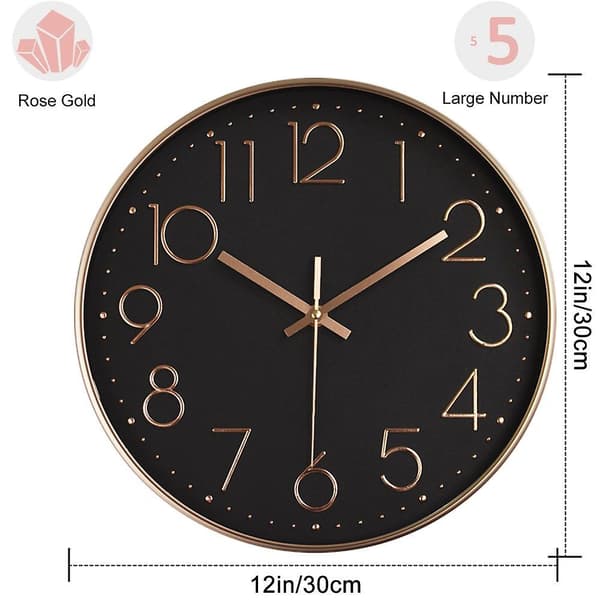 Wall Clock Silent Non Ticking Quality Quartz, Round Easy To Read Style 2