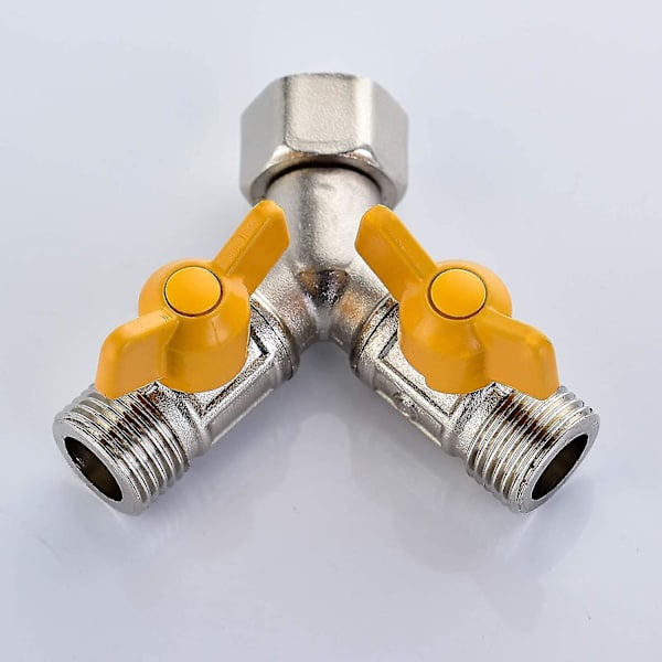Udskiftningsventil G 1/2 Y-fitting Messing 3-vejs bruseventiladapter Afspærringsventil