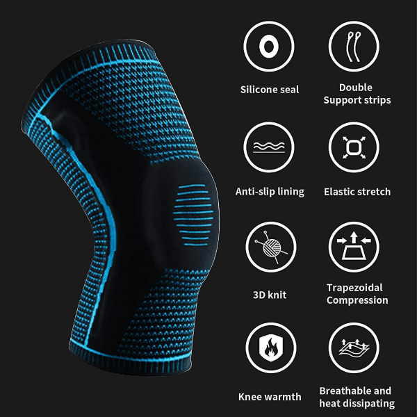 Knee Pads Sports Compression Knee Pads Relieve Joint Pain And Arthritis Improve Blood Circulation Fitness Knee Pads For Men And Women (m-blue Single) L