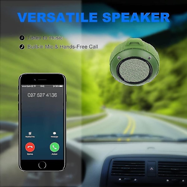 Outdoor Waterproof Bluetooth Speaker,wireless Portable Mini Shower Travel Speaker With Sub Green
