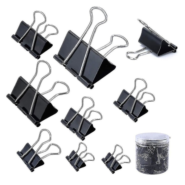 120pcs Large Binder Clips Compatible With Paper Metal Clip Office School (black)