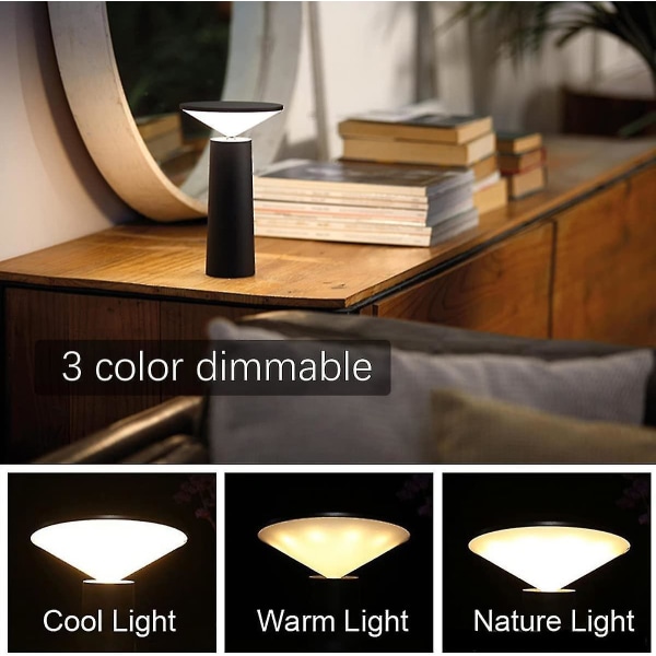 Led Cordless Table Lamp, Usb Rechargeable Desk Lamp, Cordless Dimmable Touch Bedside Lamp, 3 Colours, Compatible With Indoor/outdoor, Restaurant, Bar