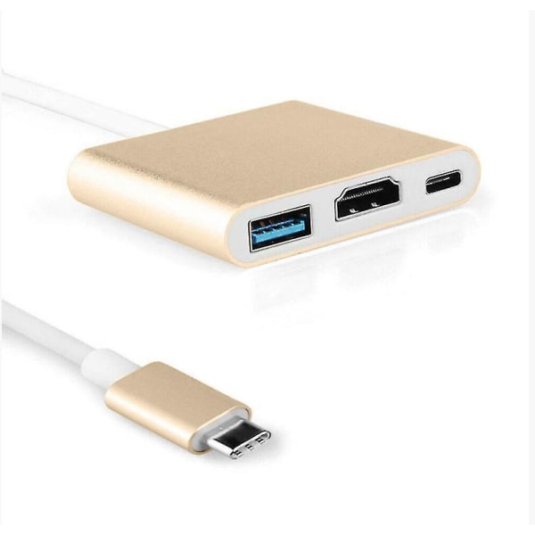 Usb-c Multiport Adapter For Usb 3.0, 4k Hdmi And Usb-c 3.1 Docking Station gold
