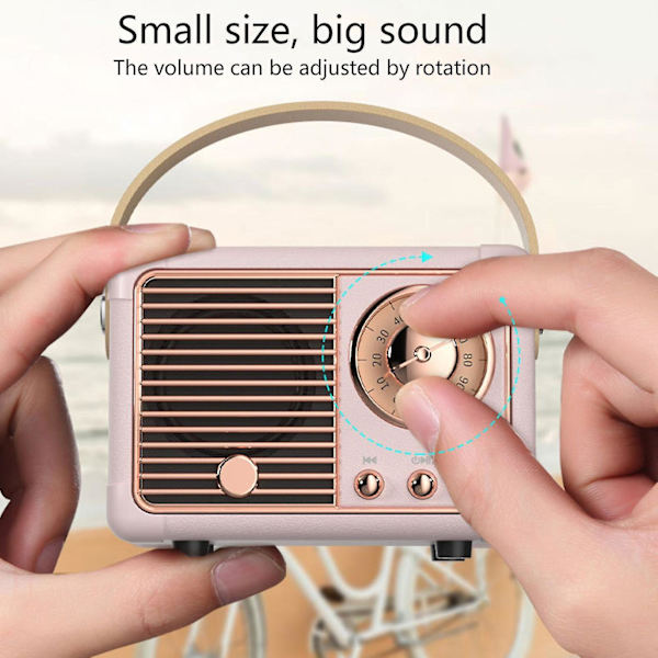 Hm11 Portable Music Player Mini Retro Rechargeable Speaker Radio Outdo Pink