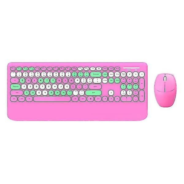 Notebook Keyboard Kit Round Keycap Plug Play Lightweight Portable Gamer Mouse Pink