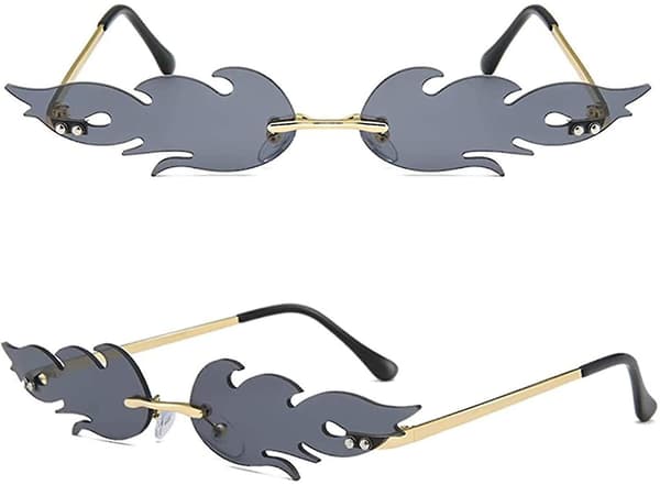 Fire Flame Sunglasses Rimless Wave Glasses Fire Shape Eyewear For Part