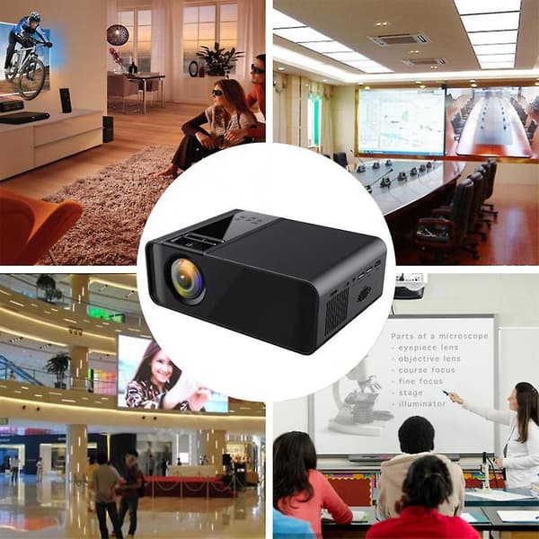 Wifi Projektor, 1080p 3d Bluetooth Mini Android 6.0 LCD Projektor Hjemmebiograf Black EU Plug