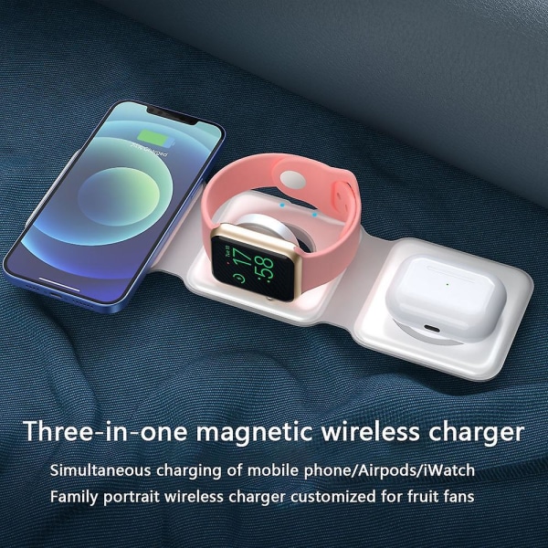 Wireless Charging Pad For Iphone Foldable, Compact 3 In 1 Wireless Charger Stand, Wireless Portable Charging Station Mat For Iwatch/airpods/iphone (no White