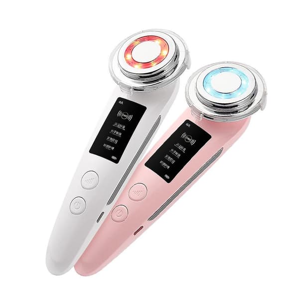 Rf Facial Lifting Machine High Frequency Vibration Massager Ion Deep Cleaning Device Heating Therapy Red Blue Photon Care Tools Pink