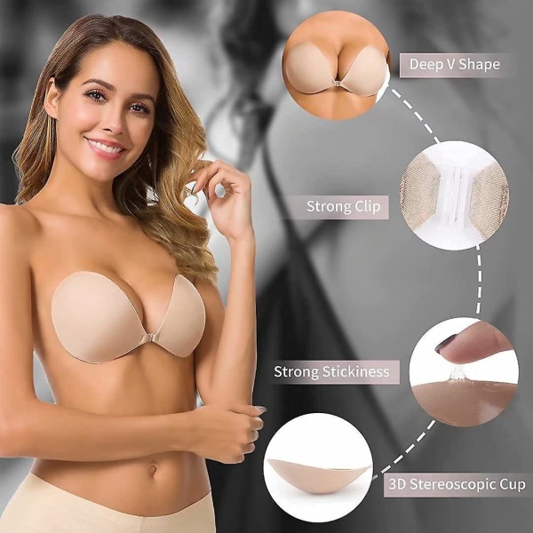 Adhesive Bra Strapless Sticky Invisible Push Up Silicone Bra