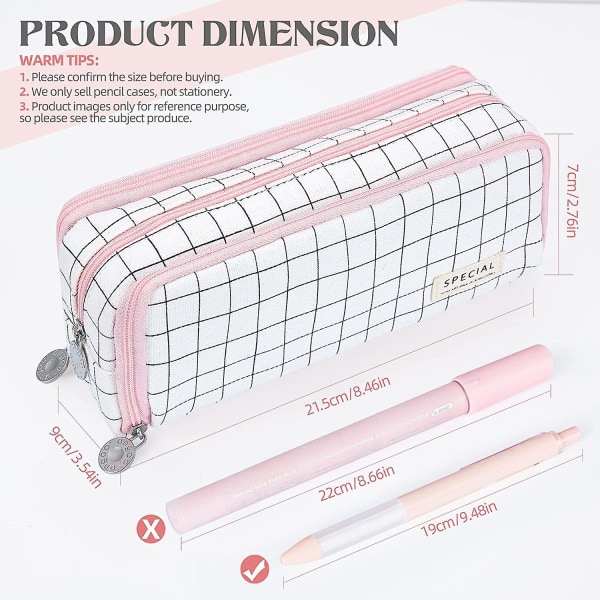 Large Pencil Case, Large Capacity Pencil Case With 3 Compartments, Makeup Bag Portable Office Statio