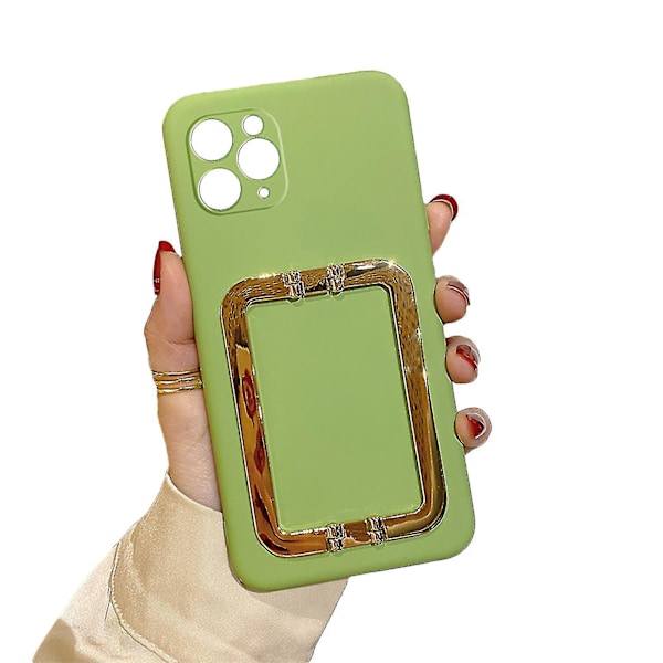Phone Back Cover Multifunctional Anti-fall Ultra-thin Fashionable Metal Square Buckle Support Phone Case For Iphone 11 Pro Max/11 Pro/11/xs M Green for iPhone X