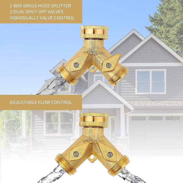 Garden Pants Splitter 2 Way - Heavy Duty Solid Brass Pants Y Splinter Pants Faucet Splitter