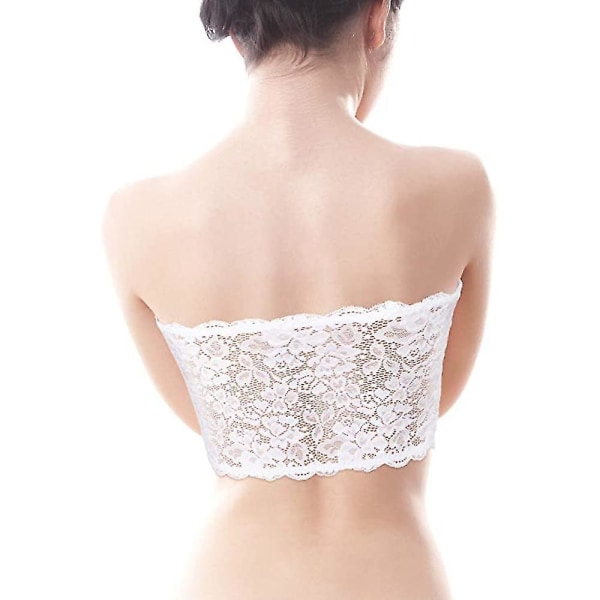 3 Pieces Women's Floral Lace Tube Top Bra Bandeau Strapless Bras Seamless Stretchy Chest Wrap