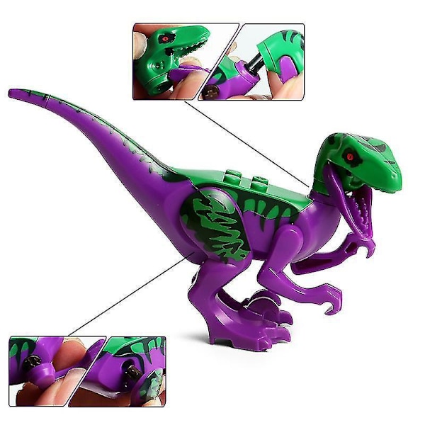 Jurassic Dinosaur Samle Byggeklodser 8 Børns Pædagogiske Og Indsættende Dinosaurlegetøj