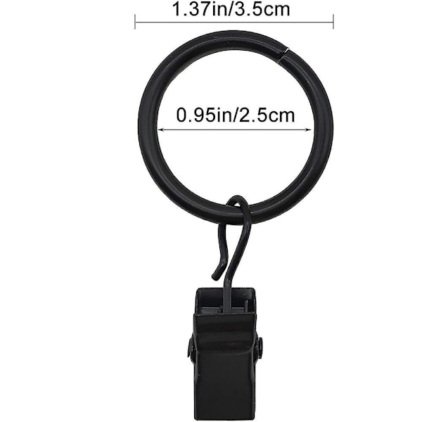 30pcs3.5mm25mm Inner Diameter Curtain Clip-black Black