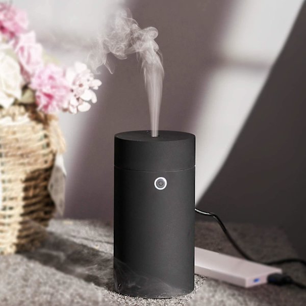 Bil Diffuser Luftfukter Aromaterapi Eterisk Olje Diffuser USB Kjølig Tåke Mini Bærbar Diffuser For Bil Hjem Kontor Soverom (Ensfarget Svart)