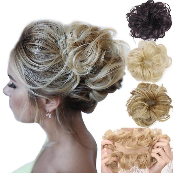 Easy To Wear Stylish Hair Scrunchies Naturally Messy Curly Bun Hair Extension 6