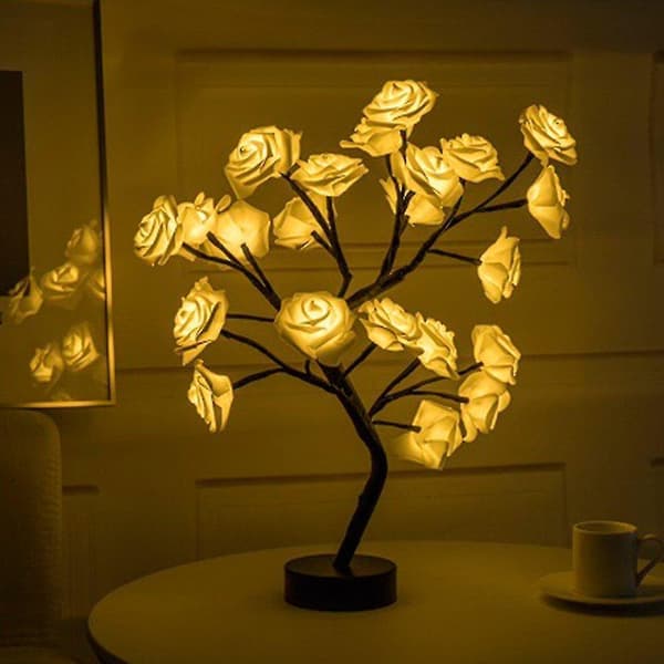 Led Table Lamp With Usb Flower Tree Home Decoration Bedroom Gift Night Table Lam blue