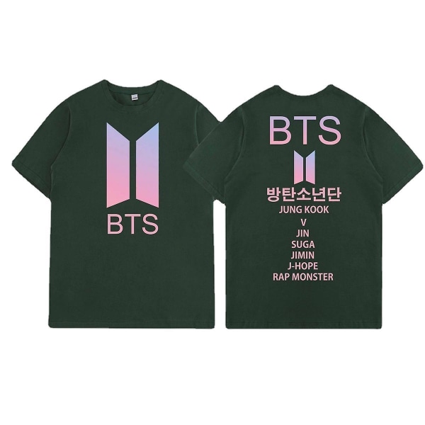 Bts Same Short-sleeved Casual Loose Star Short-sleeved T-shirt Top Green M