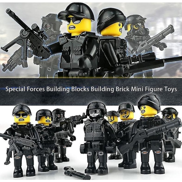 Military Special Forces Soldiers Bricks Figures Guns Weapons Compatible Armed Swat Building Blocks