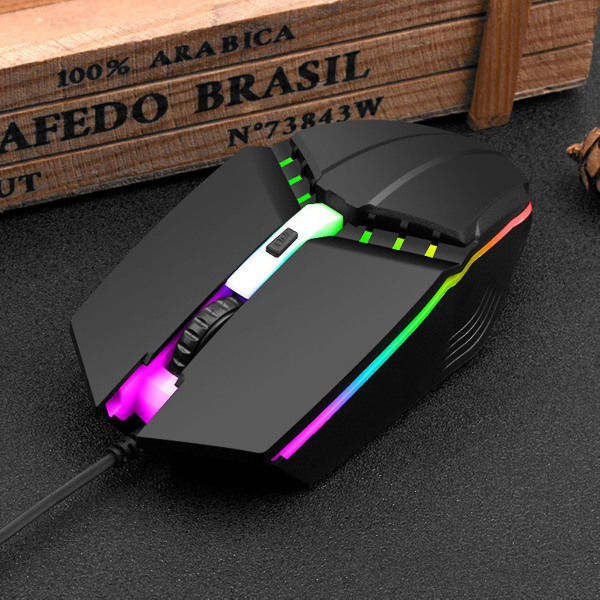 X3 Usb Wired Mouse Luminous Led Colorful Lights 1600dpi E-sports Game Computer Mouse For Desktop Black