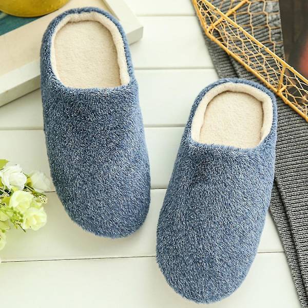 Plys Fleece Indendørs Hjemmesko Vinter Sko Til Kvinder Navy Blue 40-41