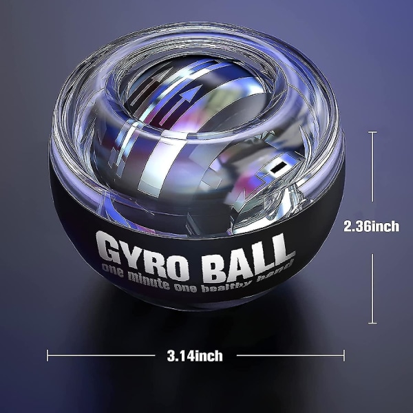 Wrist Ball Self-starting Gyroscope Powerball Gyro Power Hand Ball Musc Black no light