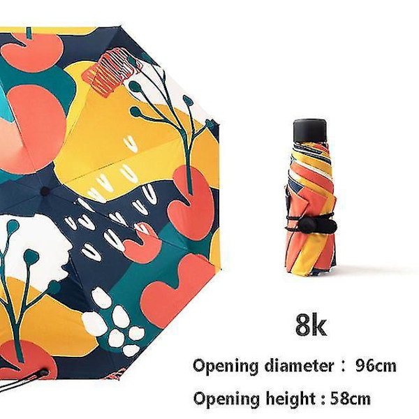 Mini Lomme 5 Foldbar Solskærm Solrig Paraply Regn Kvinder Solbeskyttelse Bali 8k