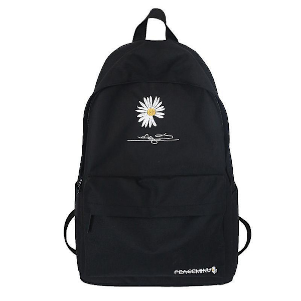New Solid Backpack Girl School Bags For Teenage School Bag Nylon Daisy Printing Bag Black black
