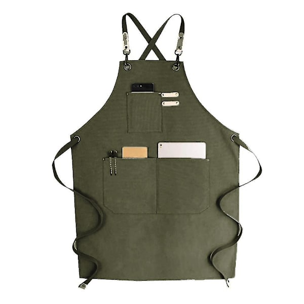 Denim Bib Apron, Adjustable Jean Aprons With Pocket  Cross-back Straps For Salon Barber