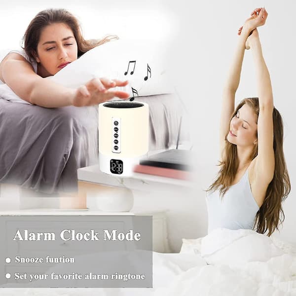 Alarm Clock Bluetooth Speaker Night Light Bluetooth Speaker,touch Sensor Bedside Lamp,dimmable Warm  Changing  Music Player For Kids,bedroom,camping